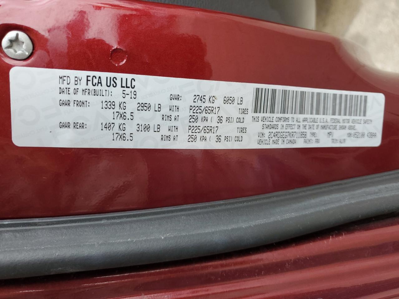 2019 Dodge Grand Caravan Gt vin: 2C4RDGEG7KR711858