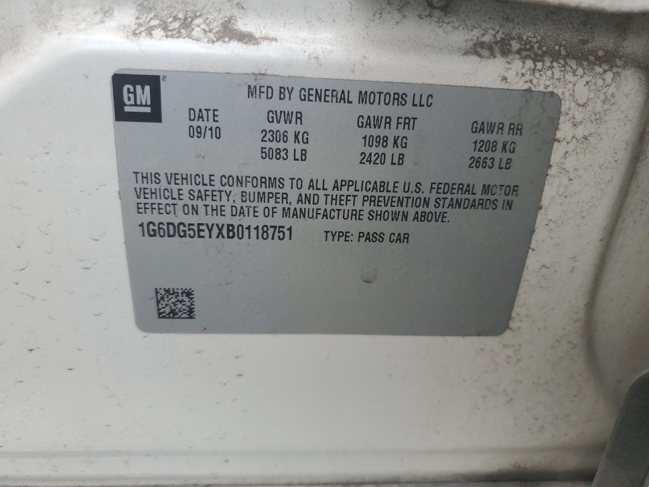 1G6DG5EYXB0118751 2011 Cadillac Cts Luxury Collection