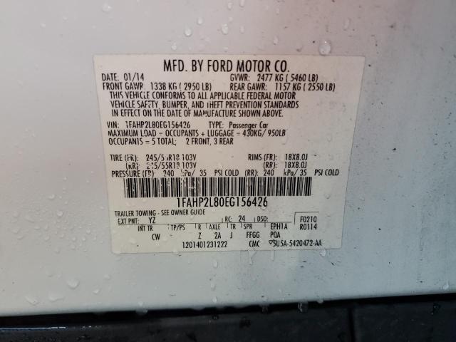 2014 Ford Taurus Police Interceptor VIN: 1FAHP2L80EG156426 Lot: 62064294