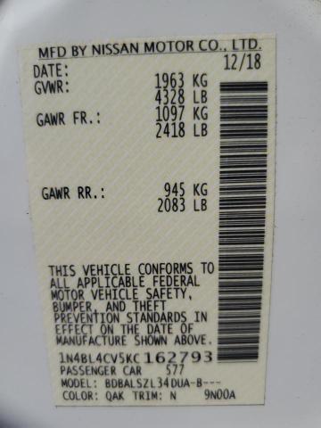 2019 NISSAN ALTIMA SR - 1N4BL4CV5KC162793