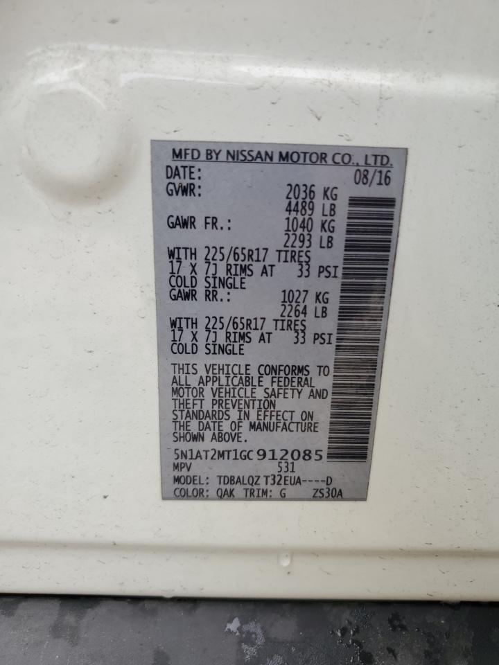 5N1AT2MT1GC912085 2016 Nissan Rogue S