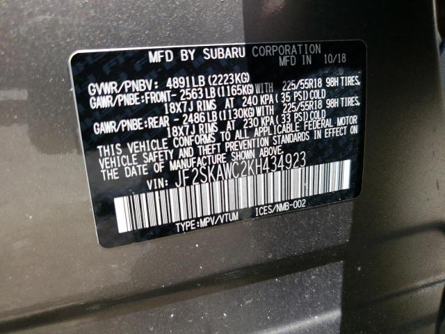 2019 Subaru Forester Touring VIN: JF2SKAWC2KH434923 Lot: 61730344