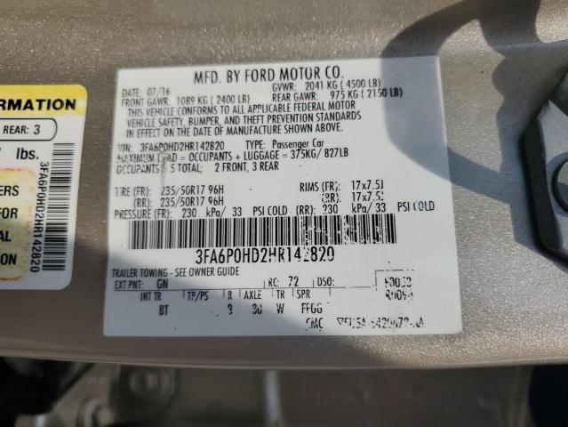 VIN 3FA6P0HD2HR142820 2017 Ford Fusion, SE no.12