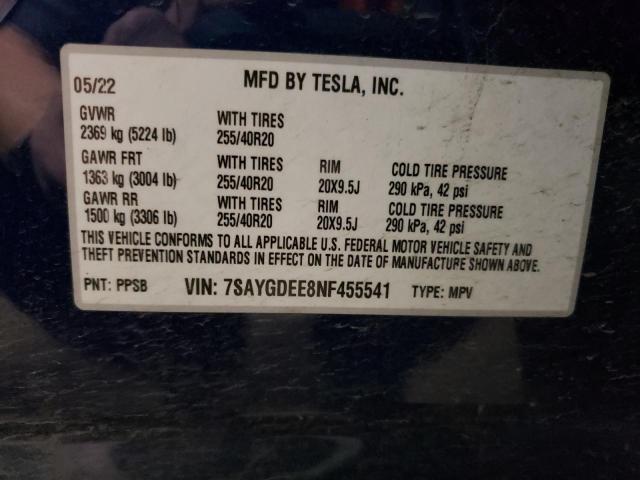 2022 TESLA MODEL Y - 7SAYGDEE8NF455541