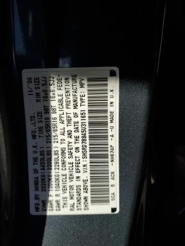 2005 Honda Cr-V Se VIN: SHSRD78945U311651 Lot: 60555884