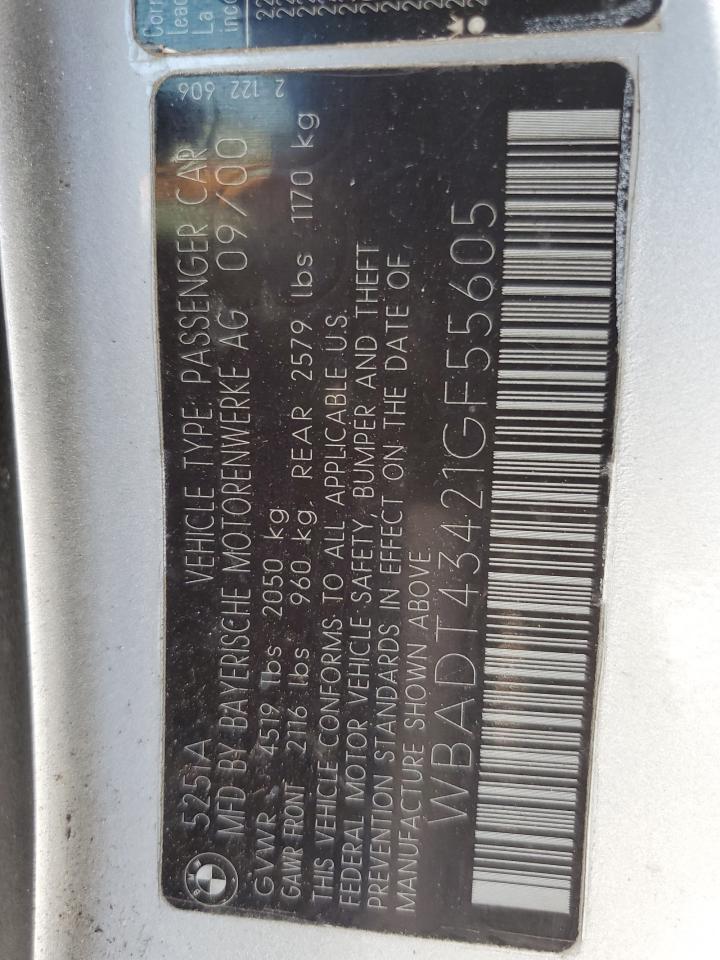 WBADT43421GF55605 2001 BMW 525 I Automatic