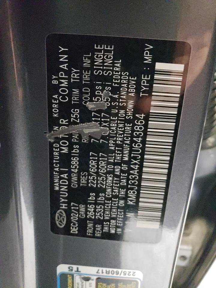 KM8J33A4XJU643864 2018 Hyundai Tucson Sel