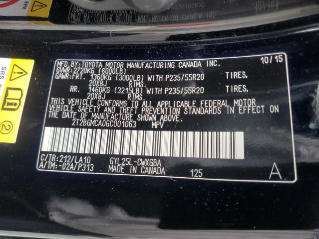 2016 Lexus Rx 450H Base VIN: 2T2BGMCA0GC001063 Lot: 61487574