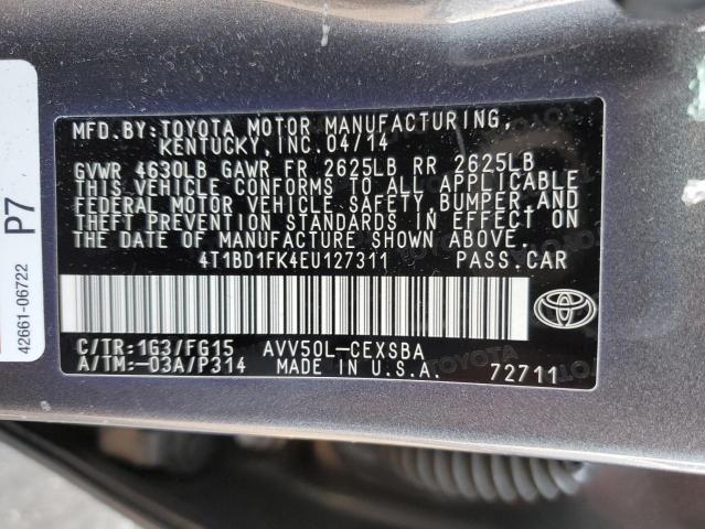 VIN 4T1BD1FK4EU127311 2014 Toyota Camry, Hybrid no.12