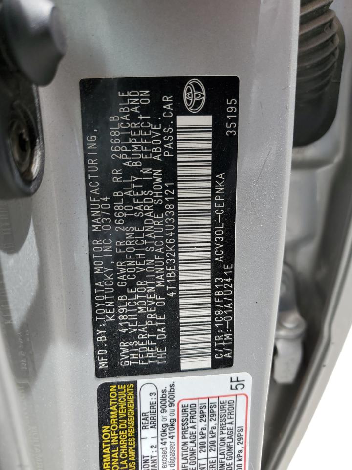 4T1BE32K64U338121 2004 Toyota Camry Le