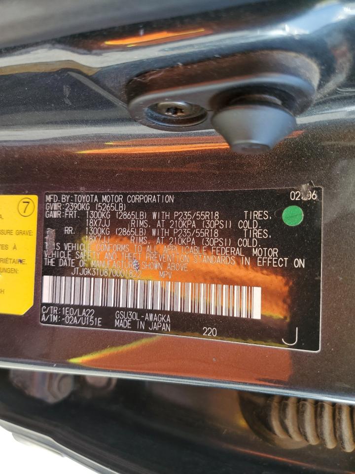 JTJGK31U870001822 2007 Lexus Rx 350