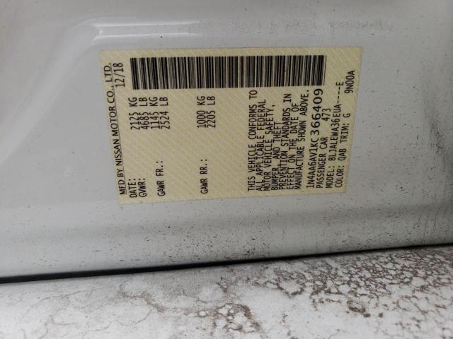 2019 NISSAN MAXIMA S - 1N4AA6AV1KC366409