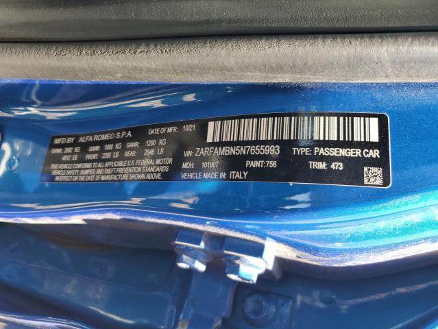 2022 ALFA ROMEO GIULIA SUP ZARFAMBN5N7655993