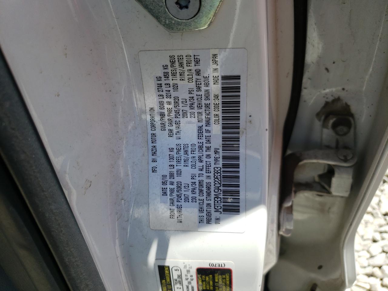 JM3TB3MV9A0226383 2010 Mazda Cx-9