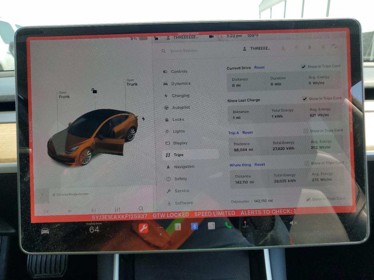 5YJ3E1EAXKF125937 2019 Tesla Model 3