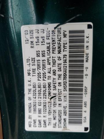 2004 Honda Cr-V Ex VIN: SHSRD788X4U219479 Lot: 60811114