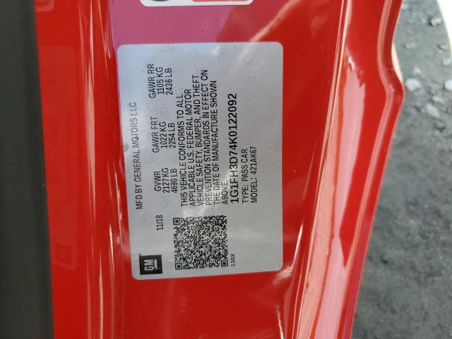 2019 CHEVROLET CAMARO SS - 1G1FH3D74K0122092