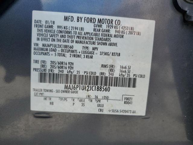 2018 Ford Ecosport Se VIN: MAJ6P1UL2JC188560 Lot: 61443754