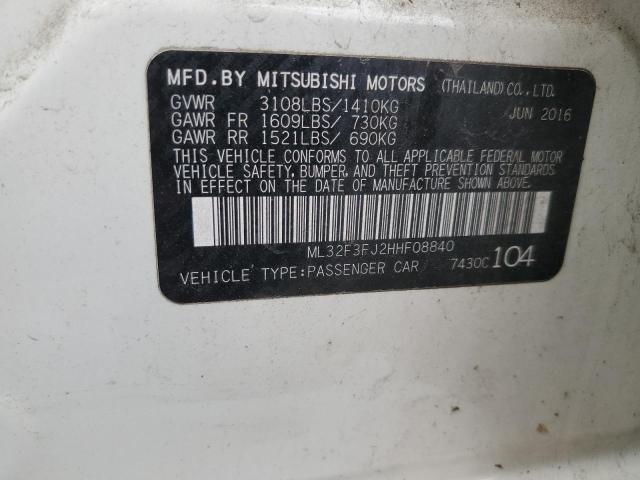 2017 Mitsubishi Mirage G4 Es VIN: ML32F3FJ2HHF08840 Lot: 61601714