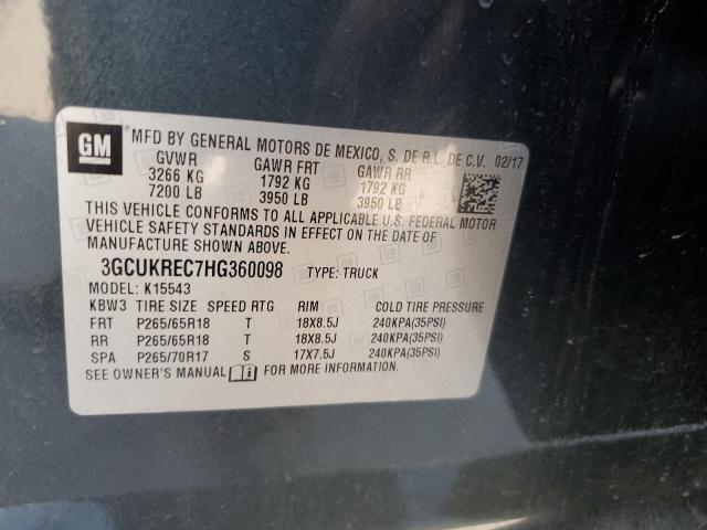 2017 CHEVROLET SILV1500 4 3GCUKREC7HG360098