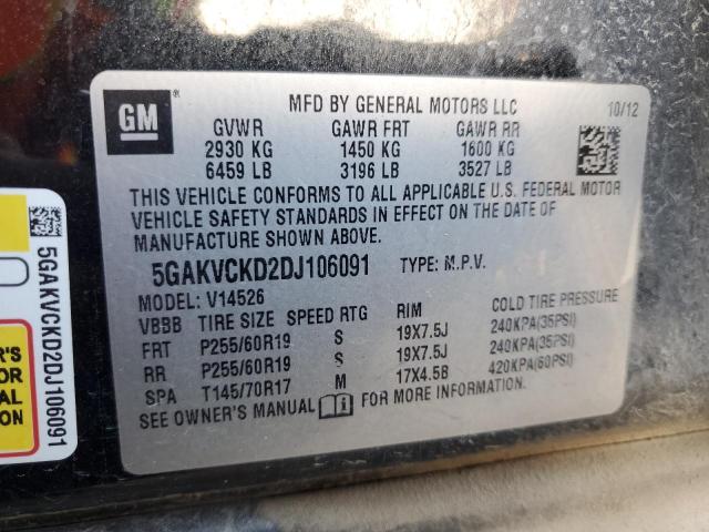 VIN 5GAKVCKD2DJ106091 2013 Buick Enclave no.13