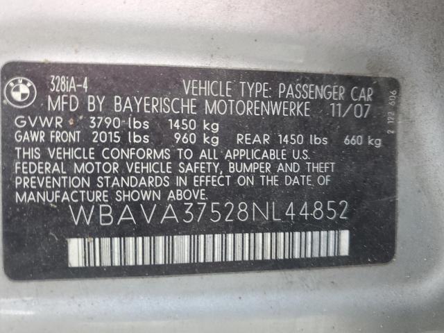2008 BMW 328 I VIN: WBAVA37528NL44852 Lot: 62468704