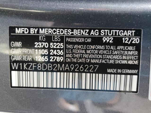 2021 Mercedes-Benz E 350 VIN: W1KZF8DB2MA926227 Lot: 63254344