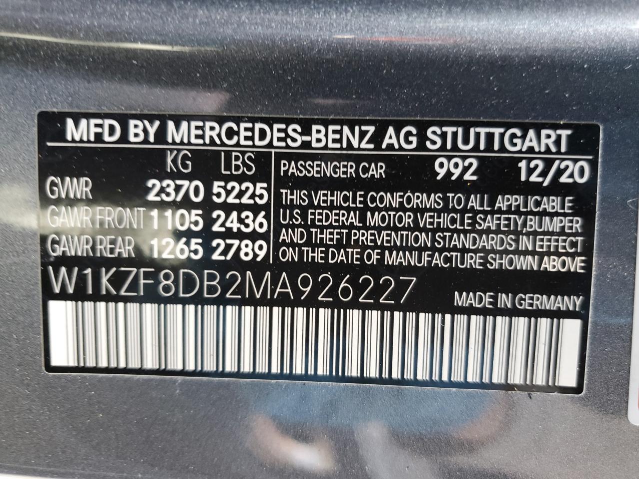 W1KZF8DB2MA926227 2021 Mercedes-Benz E 350
