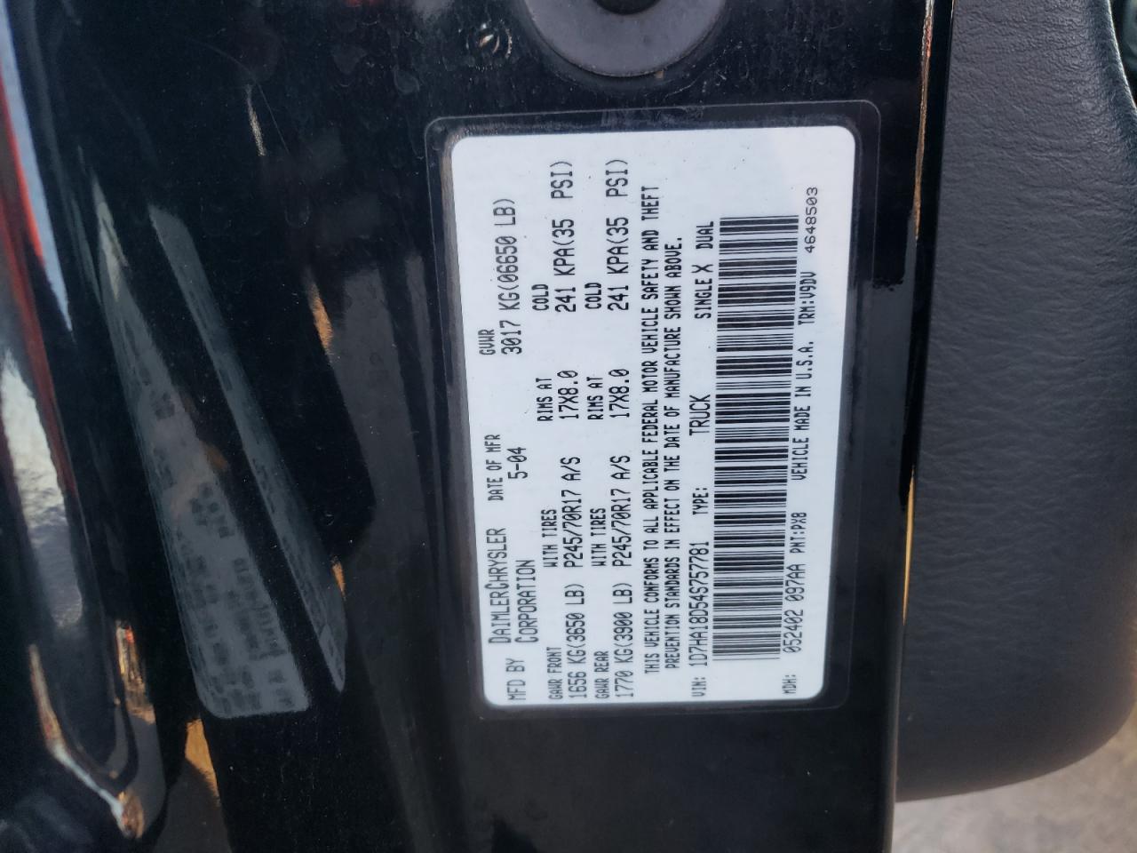 1D7HA18D54S757781 2004 Dodge Ram 1500 St