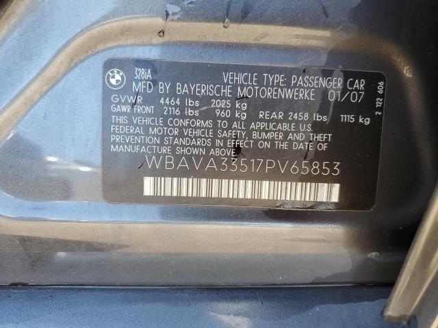 2007 BMW 328 I VIN: WBAVA33517PV65853 Lot: 61336984
