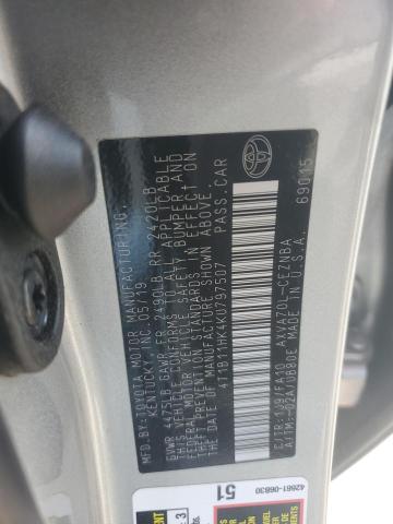 4T1B11HK4KU797507 2019 TOYOTA CAMRY - Image 12