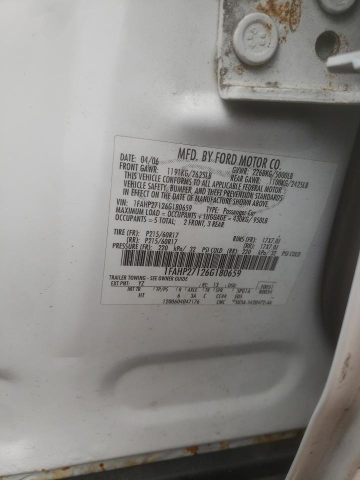 1FAHP27126G180659 2006 Ford Five Hundred Sel