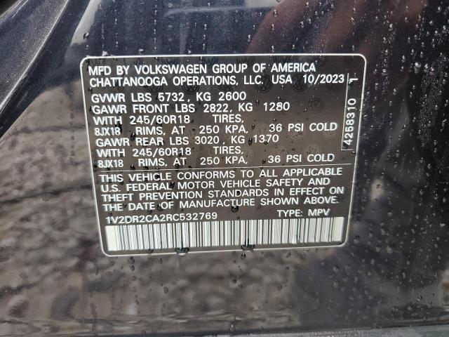 2024 Volkswagen Atlas Se VIN: 1V2DR2CA2RC532769 Lot: 61855024