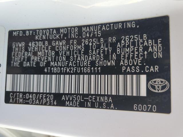 VIN 4T1BD1FK2FU166111 2015 Toyota Camry, Hybrid no.12