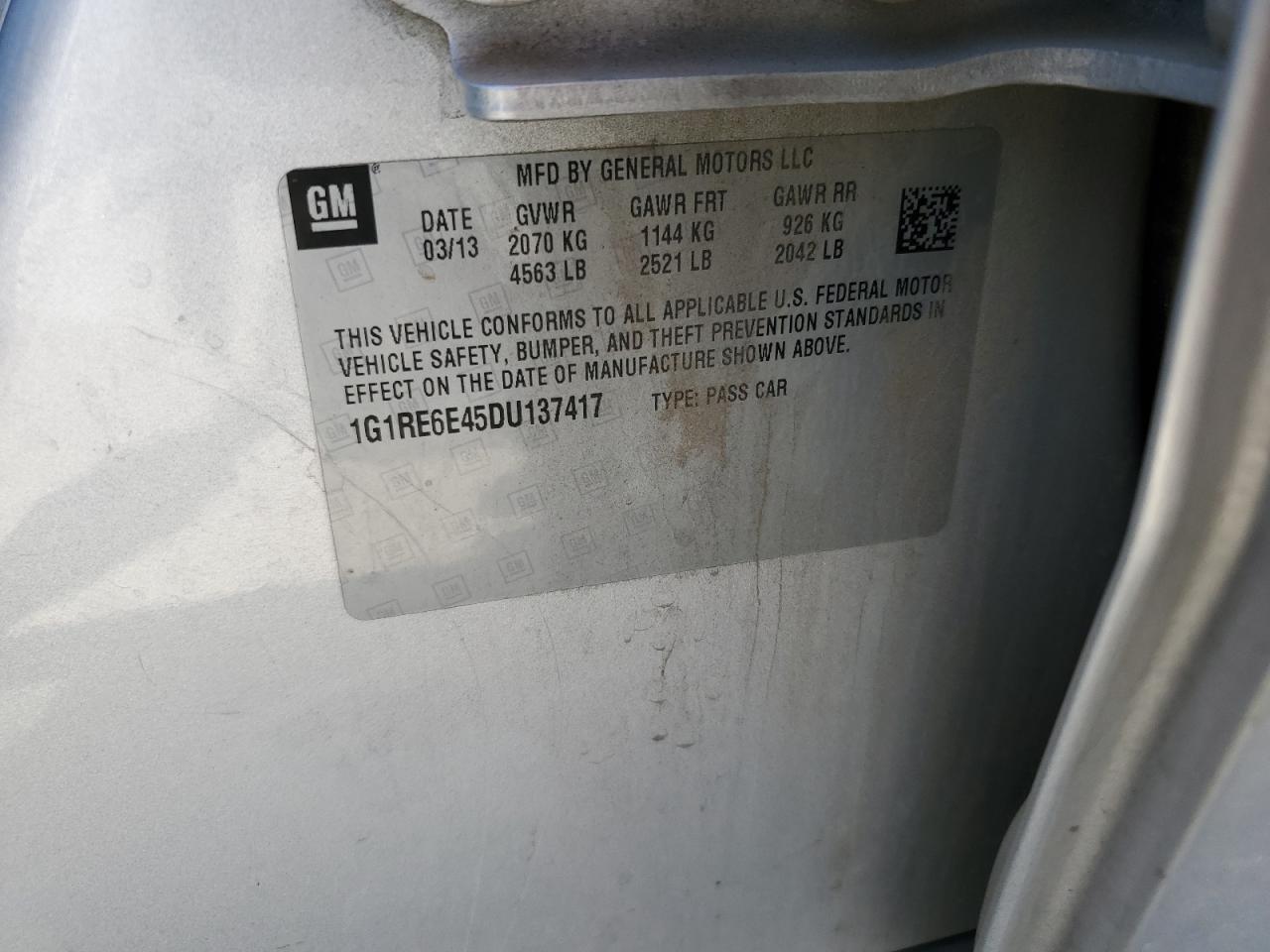 1G1RE6E45DU137417 2013 Chevrolet Volt