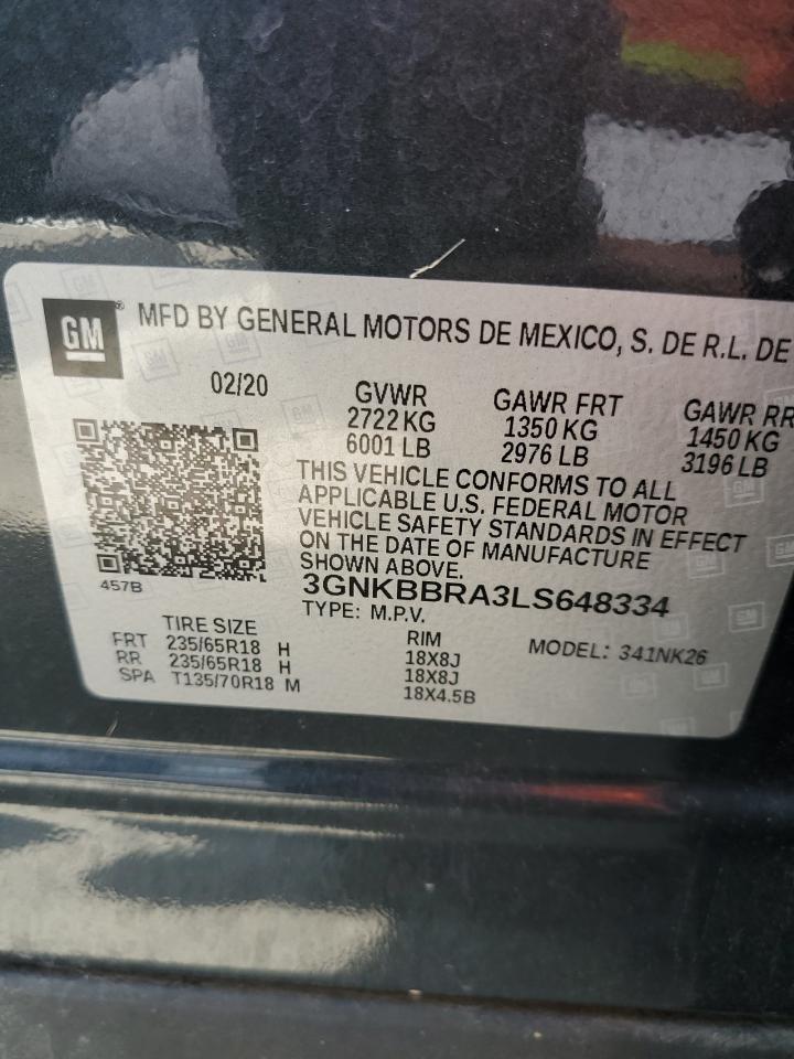 3GNKBBRA3LS648334 2020 Chevrolet Blazer 1Lt