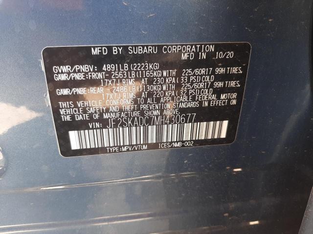2021 SUBARU FORESTER JF2SKADC7MH430677