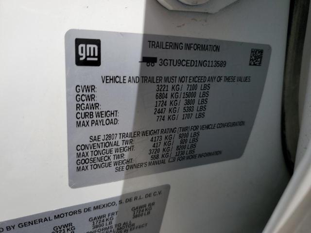 2022 GMC Sierra Limited K1500 Elevation VIN: 3GTU9CED1NG113589 Lot: 60960434