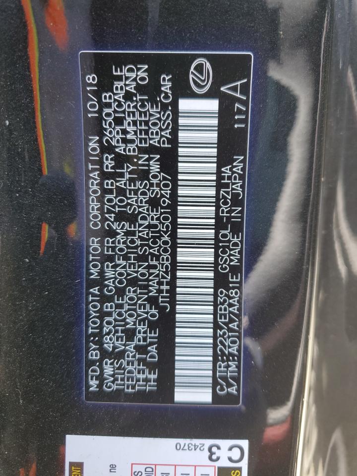 JTHHZ5BC0K5019407 2019 Lexus Rc 350