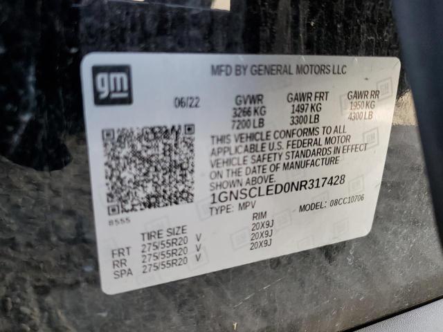 2022 Chevrolet Tahoe C1500 VIN: 1GNSCLED0NR317428 Lot: 61331604