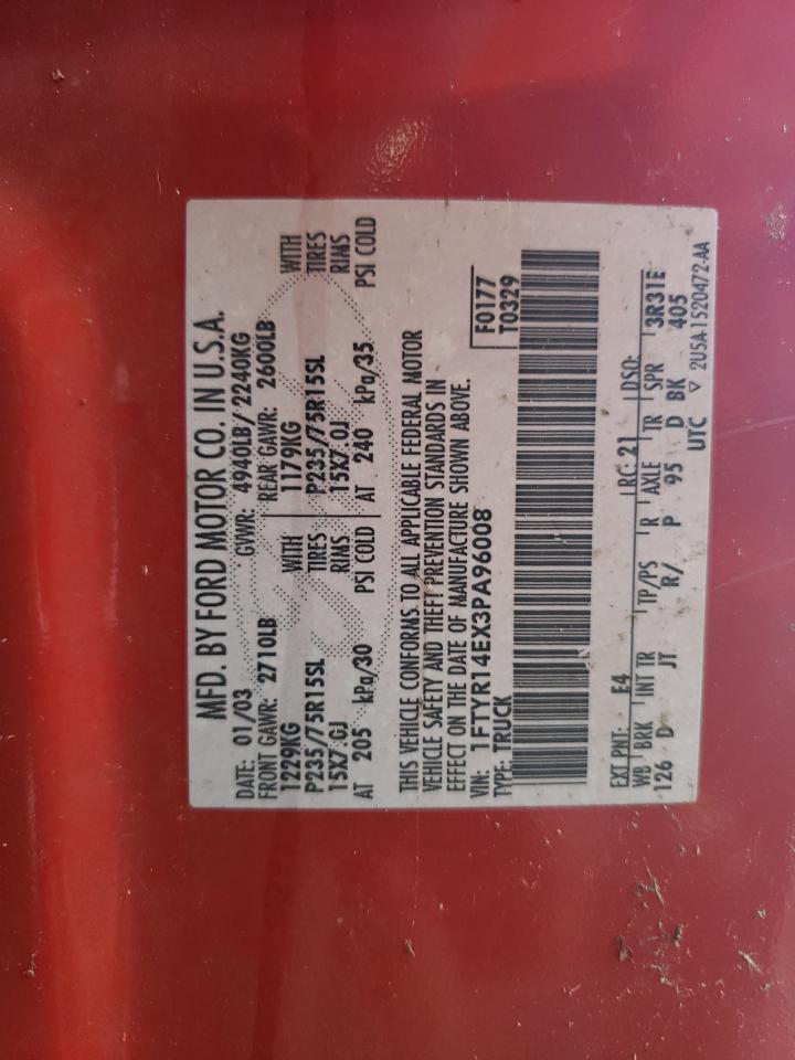 1FTYR14EX3PA96008 2003 Ford Ranger Super Cab