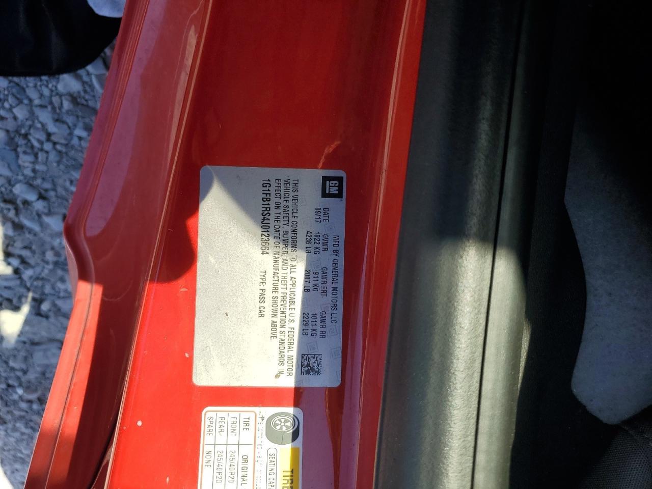 1G1FB1RS4J0123664 2018 Chevrolet Camaro Lt