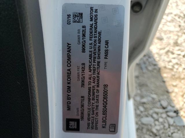 2016 CHEVROLET SPARK EV 2 KL8CL6S04GC650018
