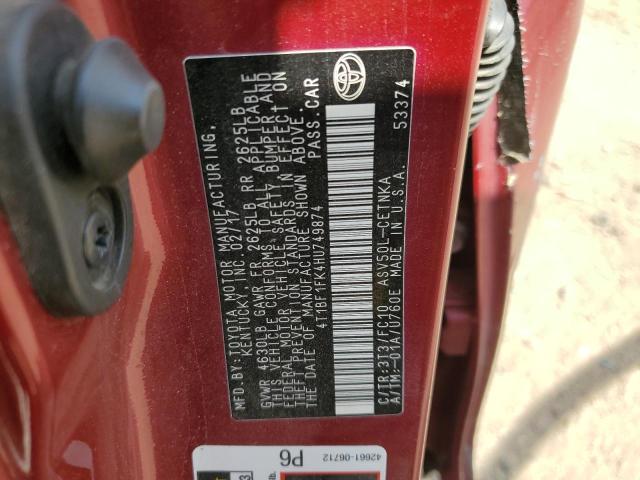 VIN 4T1BF1FK4HU749874 2017 Toyota Camry, LE no.13