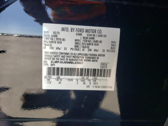 2021 LINCOLN NAUTILUS 2LMPJ6J98MBL03821