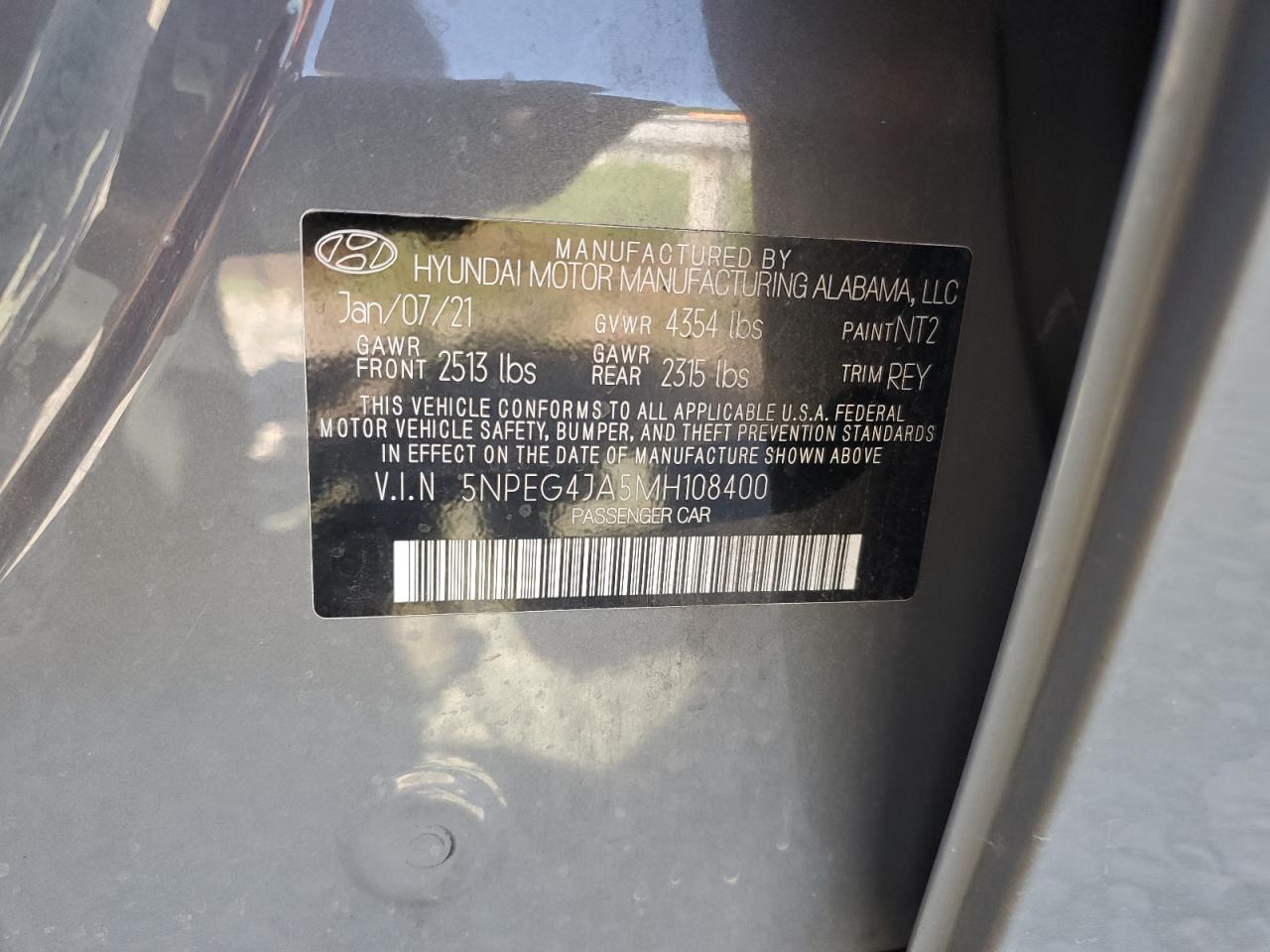 5NPEG4JA5MH108400 2021 Hyundai Sonata Se