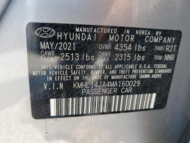 VIN KMHL14JA4MA160029 2021 Hyundai Sonata, Sel no.12