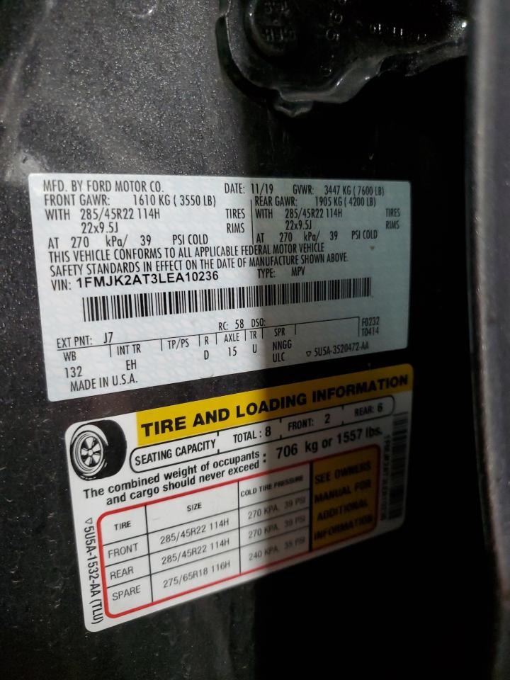 1FMJK2AT3LEA10236 2020 Ford Expedition Max Limited