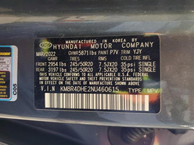 2022 Hyundai Palisade Sel VIN: KM8R4DHE2NU460615 Lot: 61079884