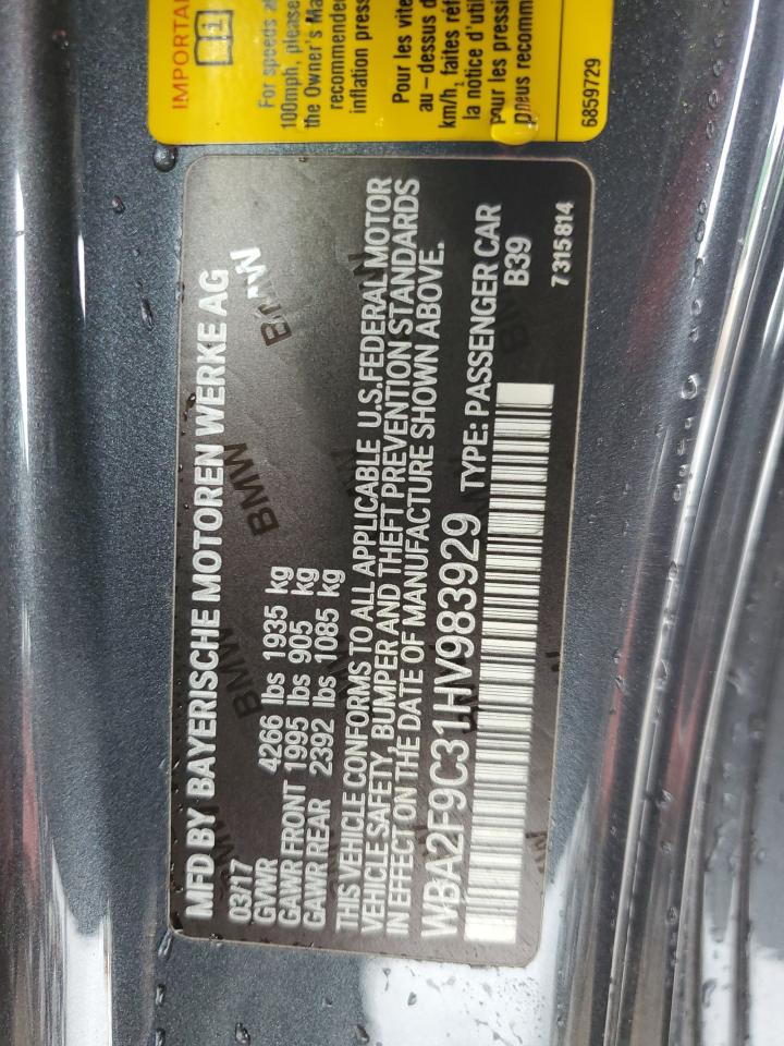 WBA2F9C31HV983929 2017 BMW 230I